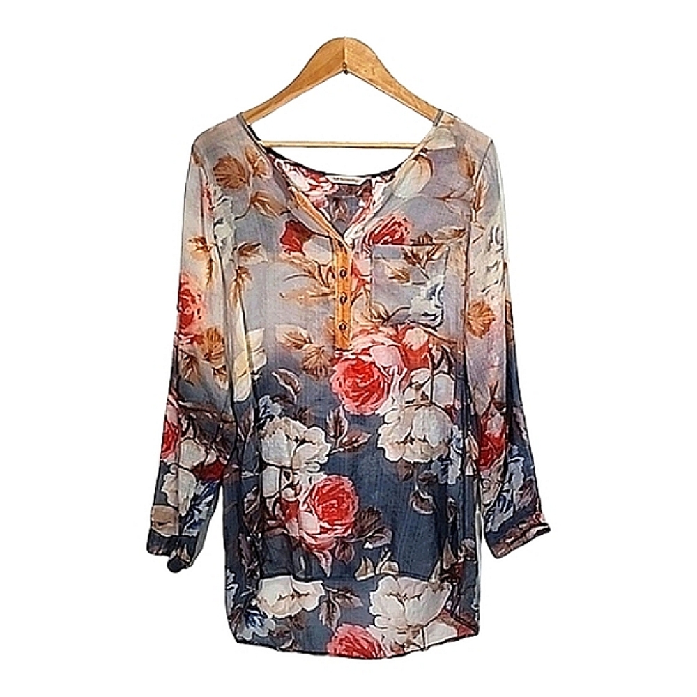 Soft Surroundings embroidered floral top size M